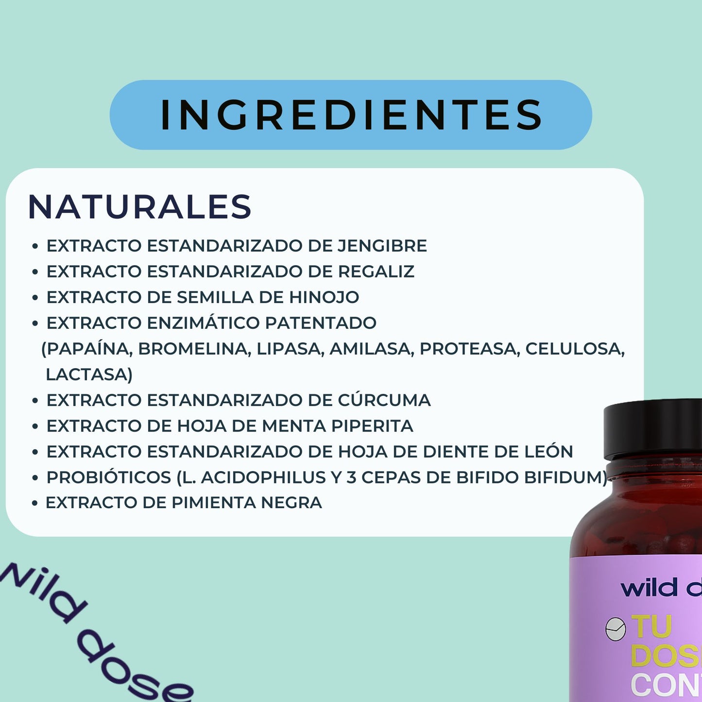 Wild Dose - tu dosis probiotica para la hinchazón y el mal estar.
