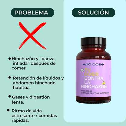 Wild Dose - tu dosis probiotica para la hinchazón y el mal estar.